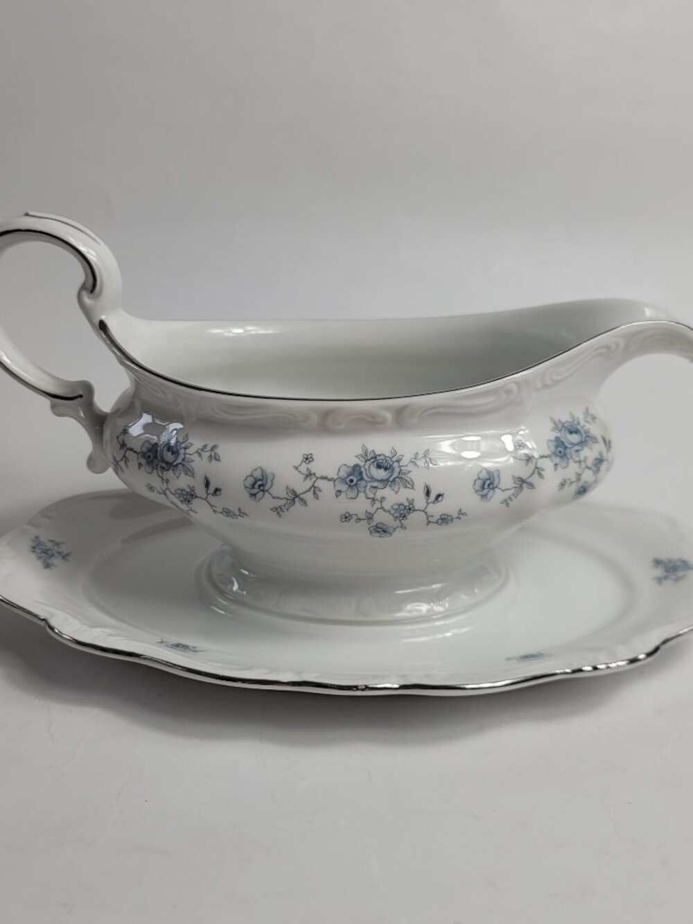 Johann Haviland Blue Garland Gravy Boat White Blue Flowers NEW Old Stock